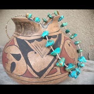 Vintage Native American, Heishi Turquoise Nugget Necklace, Southwestern.
